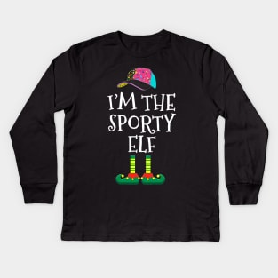 I am Sporty Elf Funny  Family Christmas Kids Long Sleeve T-Shirt